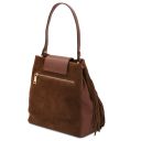 Nomade Sac à épaule en Cuir Daim et Franges Marron TL142512