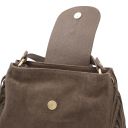 Nomade Sac à épaule en Cuir Daim et Franges Taupe foncé TL142512