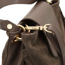 Nomade Sac à épaule en Cuir Daim et Franges Taupe foncé TL142512