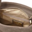 Nomade Sac à épaule en Cuir Daim et Franges Taupe foncé TL142512