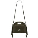 Nomade Suede Leather Fringe Clutch Forest Green TL142496