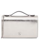 Opera Clutch aus Metallic-Leder mit Schulterkette Silver TL142519