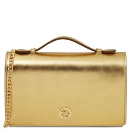 Opera Clutch aus Metallic-Leder mit Schulterkette Gold TL142519