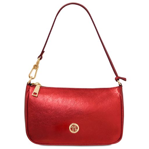 Parfait Metallic Leather Clutch Red TL142543