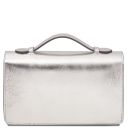 Opera Clutch aus Metallic-Leder mit Schulterkette Silver TL142519