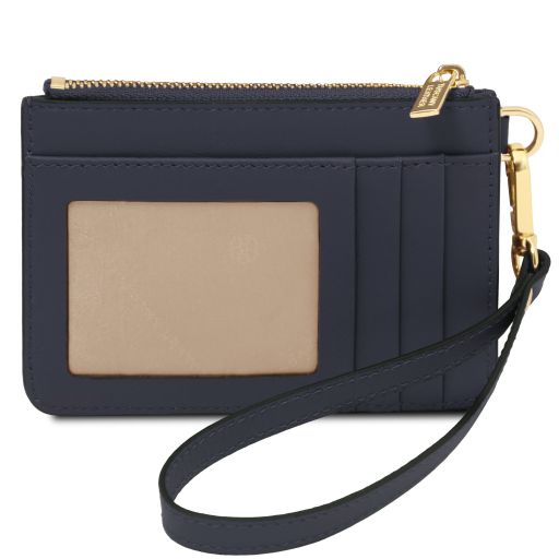 Portacarte in Pelle con Manico Blu scuro TL142544