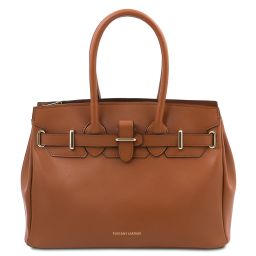 TL Bag Bolso a Mano en Piel Cognac TL142174