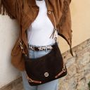 Sierra Suede Leather Shoulder bag Coffee TL142419