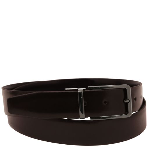 Elegant Double-sided Brushed Leather Belt 35mm Темно-коричневый TL142540