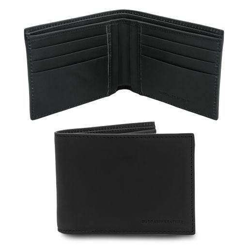 Exklusive Herren Brieftasche aus Leder mit 2 Scheinfächern Schwarz TL142553