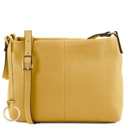 TL Bag Bolso con Badolera en Piel Suave Amarillo pastel TL141720
