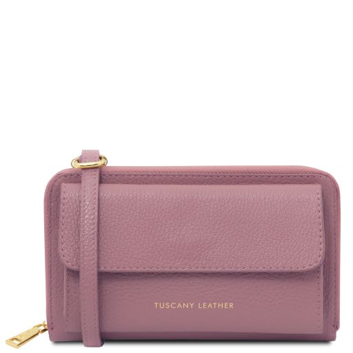 Urania Portefeuille/supporte Pour Téléphone en Cuir Avec Bandoulière Lilas TL142433