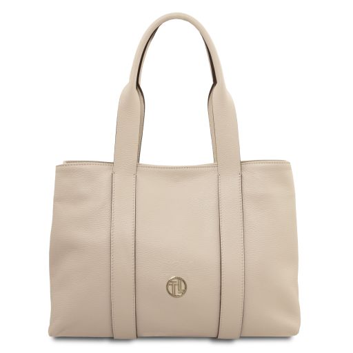 Callie Schultertasche aus Weichem Leder Beige TL142415