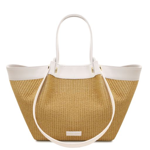 Soleil Shopping Tasche aus Raffia Weiß TL142567