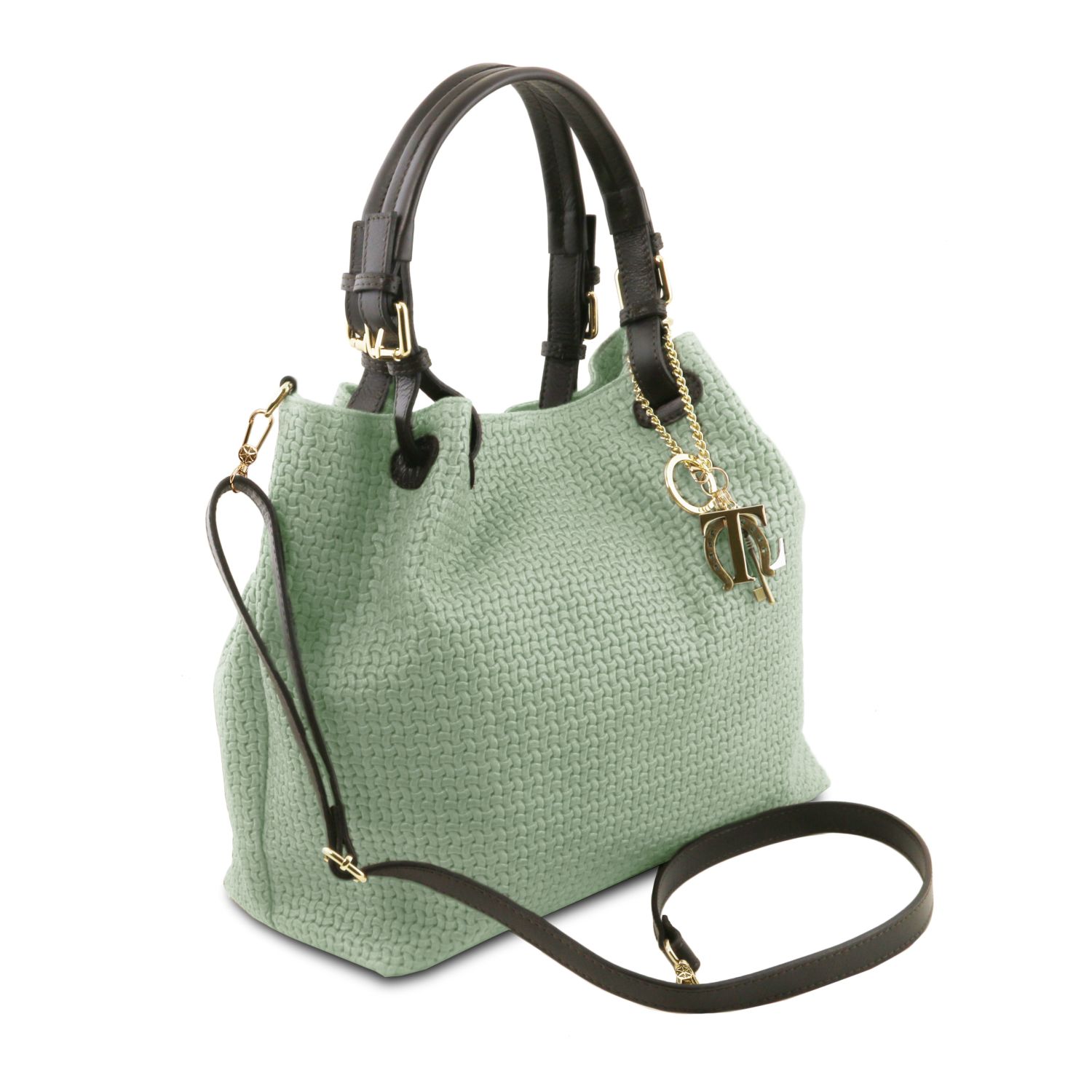 TL KeyLuck - Woven Printed Leather Shopping bag Mint Green TL141573