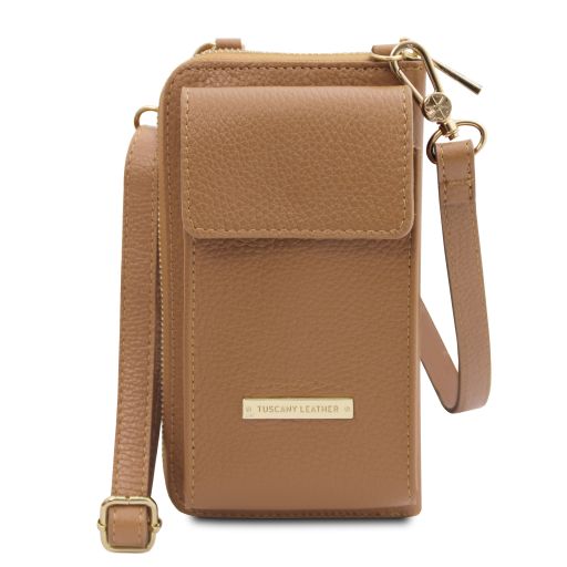 TL Bag Monedero/soporte Para Celular en Piel con Bandolera Caramelo TL142323