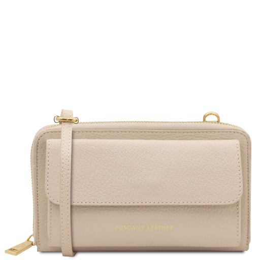 Urania Portafoglio/portacellulare in Pelle con Tracolla Beige TL142433