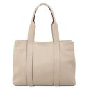 Skye Borsa al Hombro en Piel Suave y Cartera en Piel con Cremallera en el Contorno Beige TL142606
