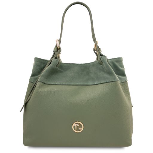 Diade Shopper-Tasche aus Weichem Leder Mint Grün TL142587