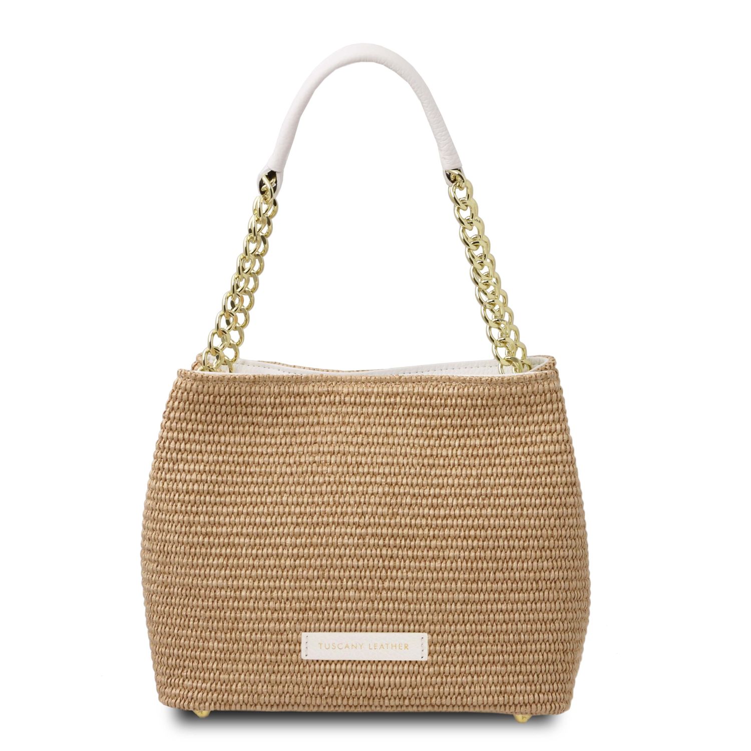Borsa secchiello in rafia Bianco