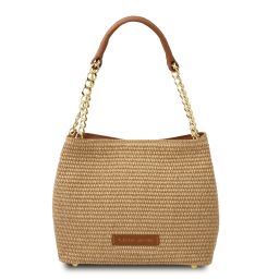 TL Bag Bolso Cubo en Rafia Cognac TL142208