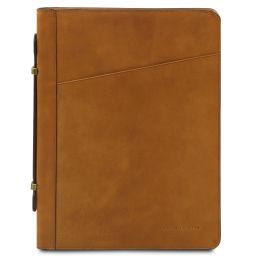 Cesare Leather Document Case With Handle and Ring Binder Natural TL142554