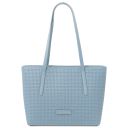 Dedalo Sac Shopping en Cuir Imprimé Tressé Bleu céleste TL142578