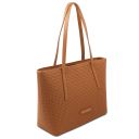 Dedalo Sac Shopping en Cuir Imprimé Tressé Cognac TL142578