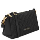 Dedalo Schultertasche aus Leder mit Flechtprägung Schwarz TL142577