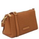 Dedalo Schultertasche aus Leder mit Flechtprägung Cognac TL142577