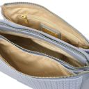 Dedalo Schultertasche aus Leder mit Flechtprägung Himmelblau TL142577