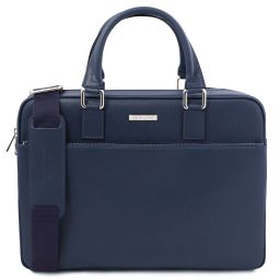 Torino Borsa Porta Computer in Pelle Saffiano Blu scuro TL142551