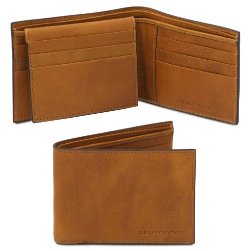 Esclusivo Portafoglio Uomo in Pelle 3 Ante Naturale TL142589