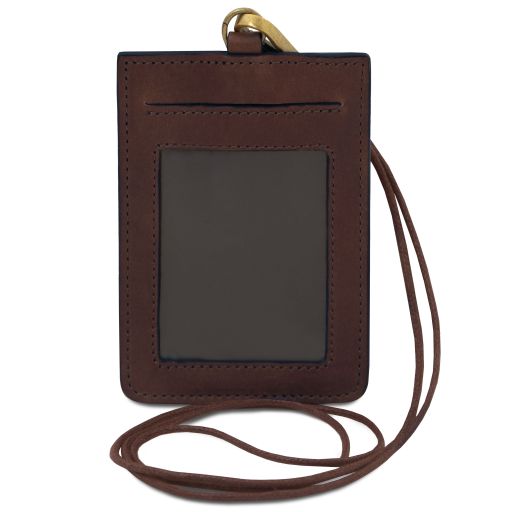 Leather Badge Holder Dark Brown TL142575
