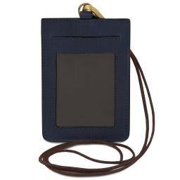Porte-badge en Cuir Bleu foncé TL142575