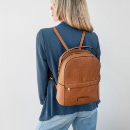 Dedalo Mochila en Piel Imprimida Tejida Azul claro TL142576