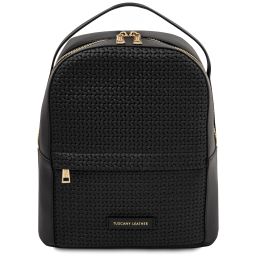 Dedalo Sac à dos en Cuir Imprimé Tressé Noir TL142576