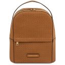 Dedalo Mochila en Piel Imprimida Tejida Cognac TL142576
