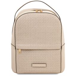 Dedalo Sac à dos en Cuir Imprimé Tressé Beige TL142576