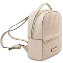 Dedalo Mochila en Piel Imprimida Tejida Beige TL142576