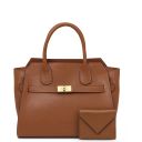 Hydra Borsa a Mano in Pelle e Portafoglio in Pelle Cognac TL142629
