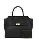 Hydra Borsa a Mano in Pelle e Portafoglio in Pelle Nero TL142629