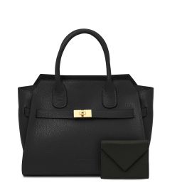Hydra Handtasche aus Leder und Herren Brieftasche aus Leder Schwarz TL142629