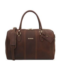 Lisbona Travel Leather Duffle bag - Small Size Dark Brown TL142558