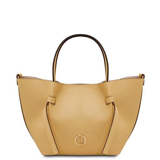 Legame Borsa a Mano in Pelle - Misura Piccola Giallo pastello TL142482
