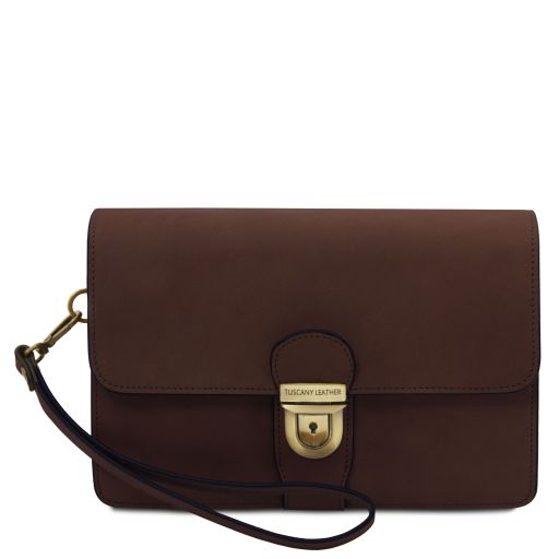 Oliver Leather Handy Wrist bag Dark Brown TL142608