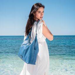 Plenia Borsa Shopping in Pelle Denim TL142569