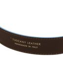 Cinturón Casual de Piel 35mm con Bordes Azul Claro Marrón oscuro TL142642