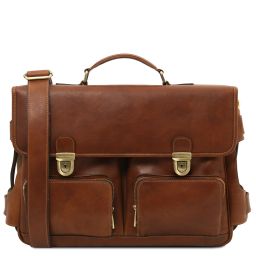 Ventimiglia Cartable Multi Compartiments en Cuir Avec Poches Frontales Marron TL142069