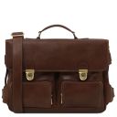 Ventimiglia Cartable Multi Compartiments en Cuir Avec Poches Frontales Marron foncé TL142069